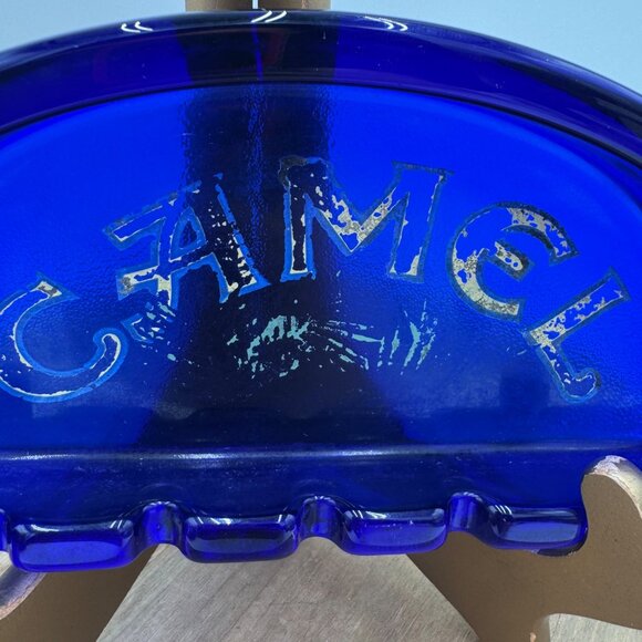 CAMEL CIGARETTES, DARK BLUE COLORED, GLASS ASHTRAY, VINTAGE #1960's yrs. - Picture 3 of 12
